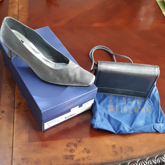 Stewart Weitzman pewter matte shoes/purse - Picture 2 of 5